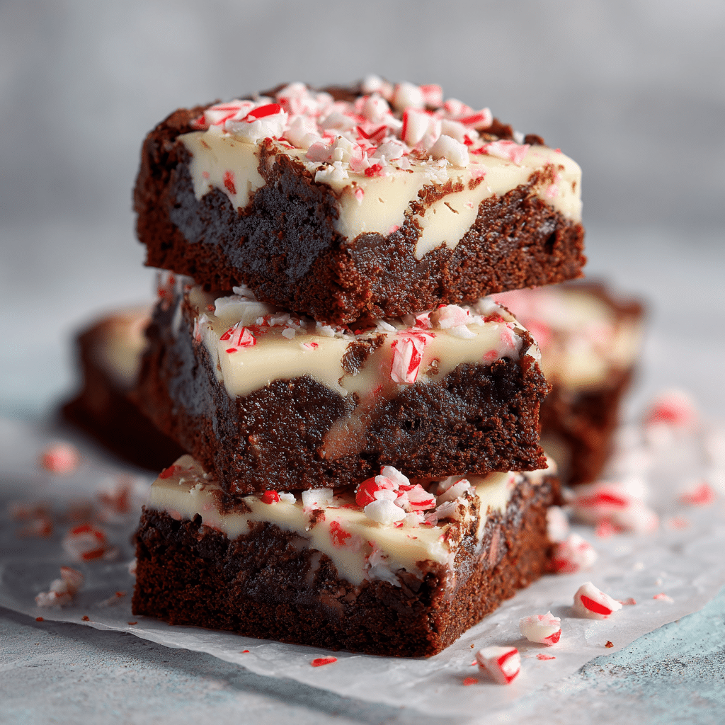 Easy Peppermint Bark Brownies Recipe - Recipe Image