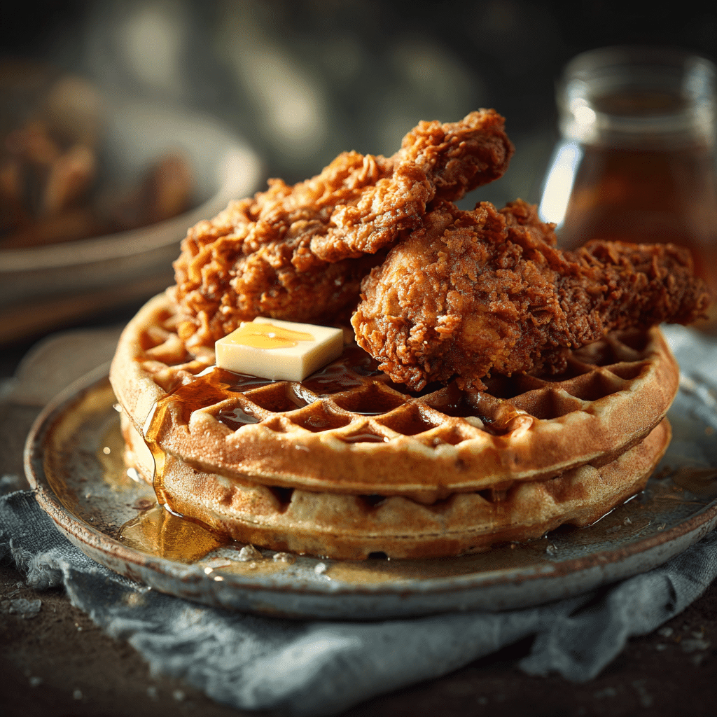 cken and Waffles with Maple Honey Butter Recipe - Recipe Image