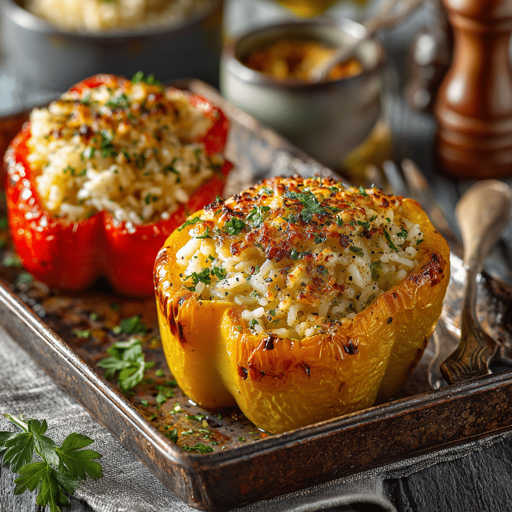 Creamy Rice-Stuffed Bell Pepper Halves Recipe - Recipe Image