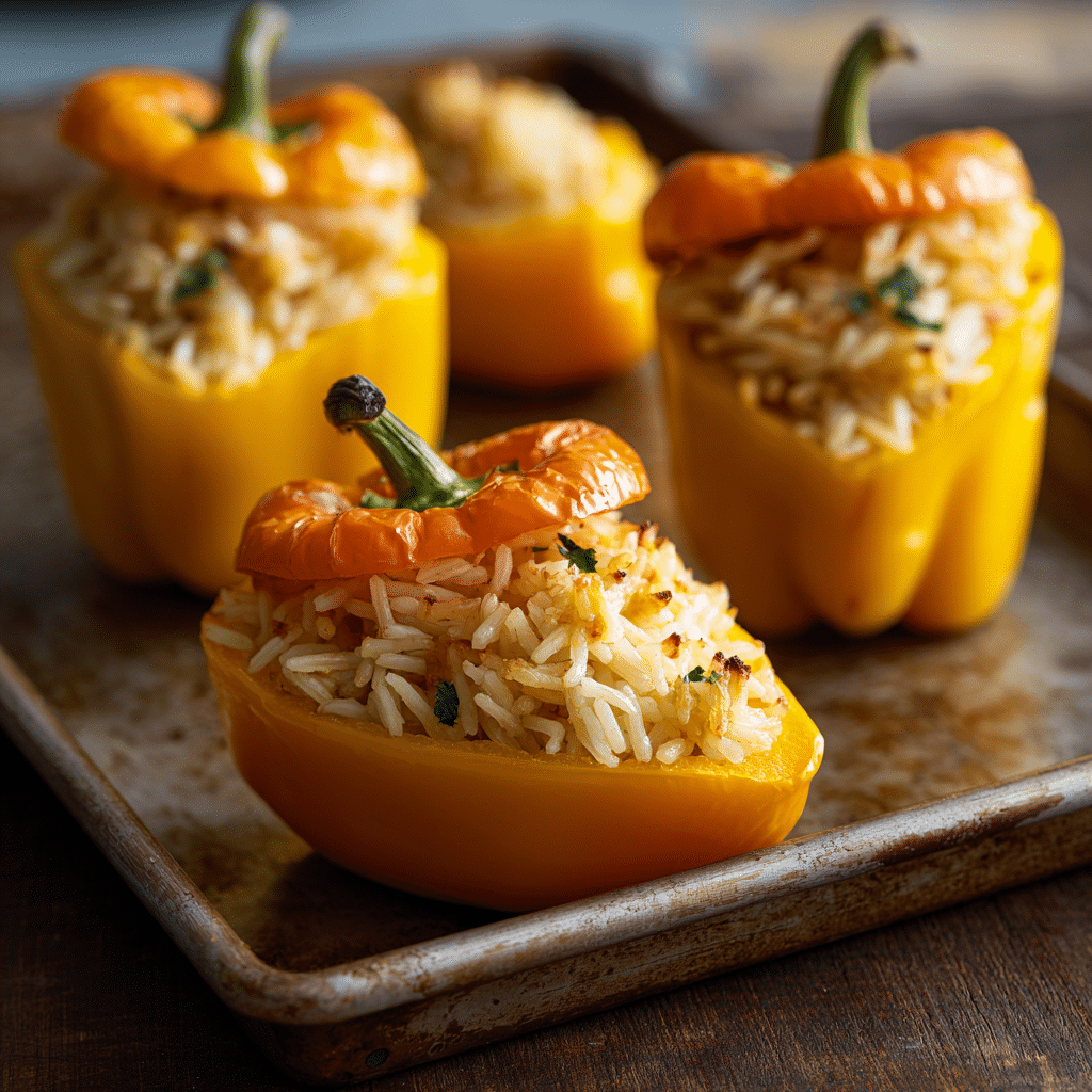 Creamy Rice-Stuffed Mini Bell Pepper Boats Recipe - Recipe Image