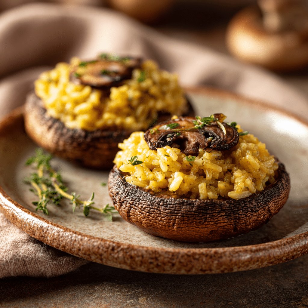 Creamy Rice-Stuffed Portobello Caps Recipe - Recipe Image