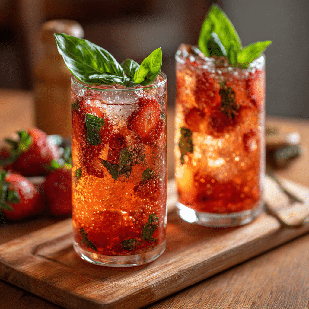 Strawberry Basil Olive Oil Soda Recipe - Recipe Image