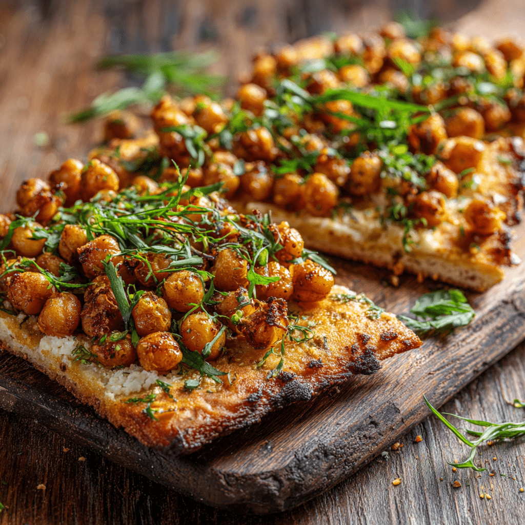 Crispy Chickpea Smash Flatbread Recipe - Recipe Image