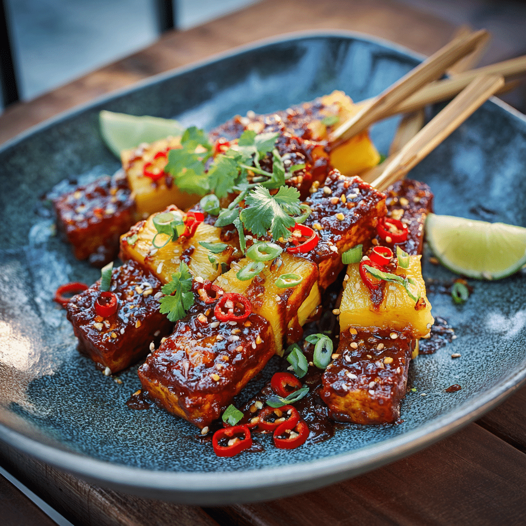 Spicy Pineapple Tofu Skewers Recipe - Recipe Image