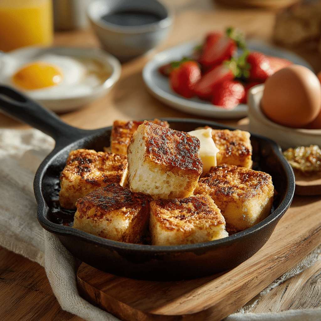Pan-Crisped Milk Bread Breakfast Cubes Recipe