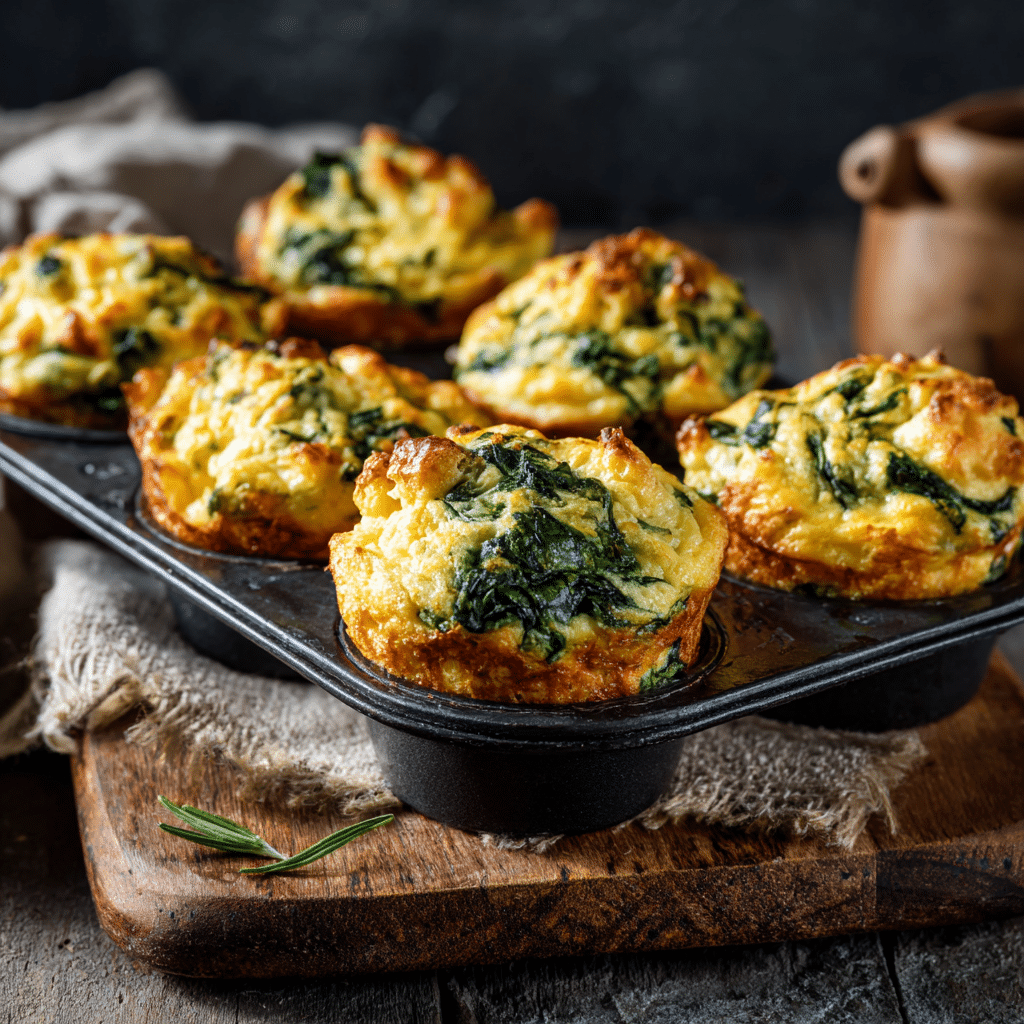 Savory Spinach Cheese Morning Muffin Pan Bake Recipe