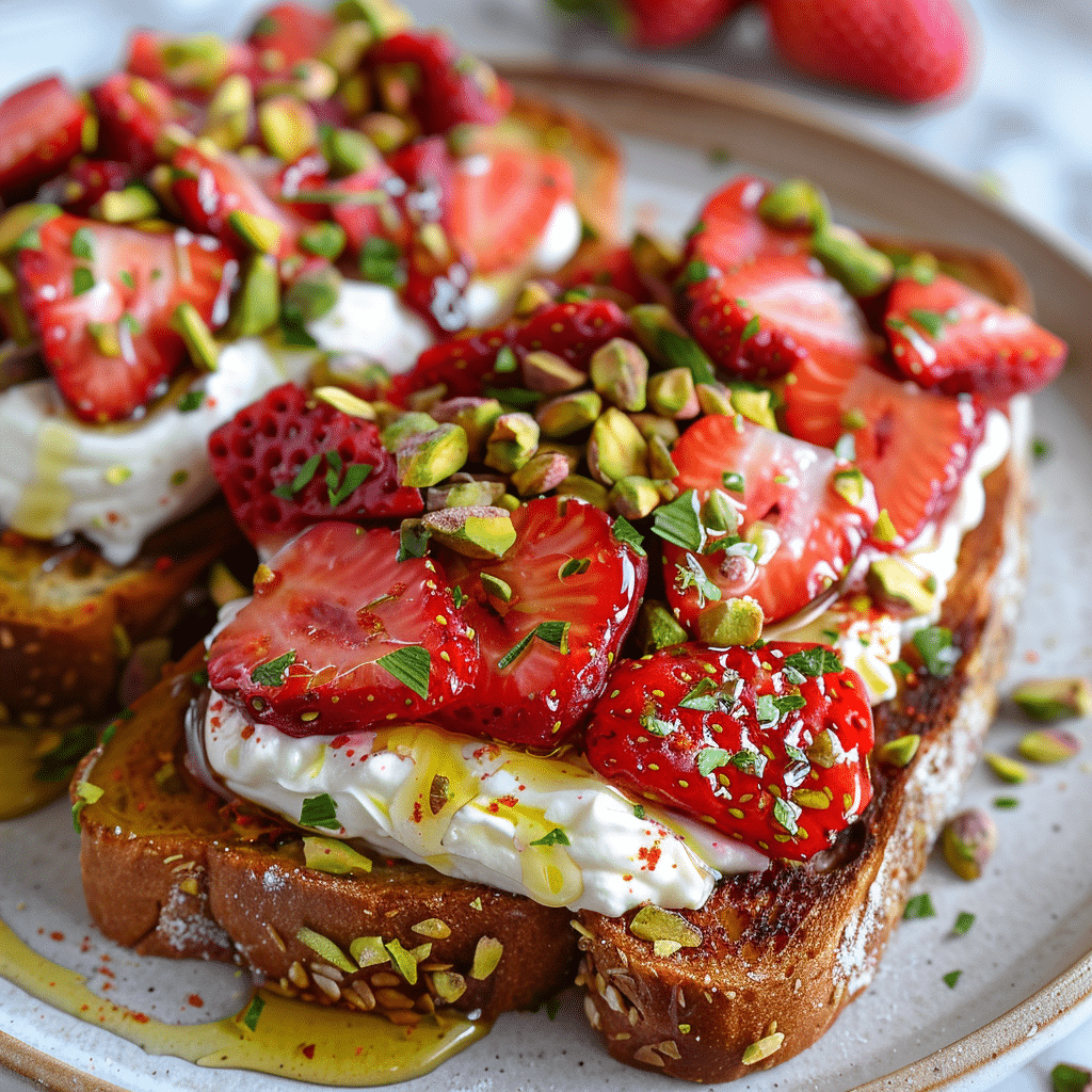 Strawberry Pistachio Whipped Ricotta Toast Recipe