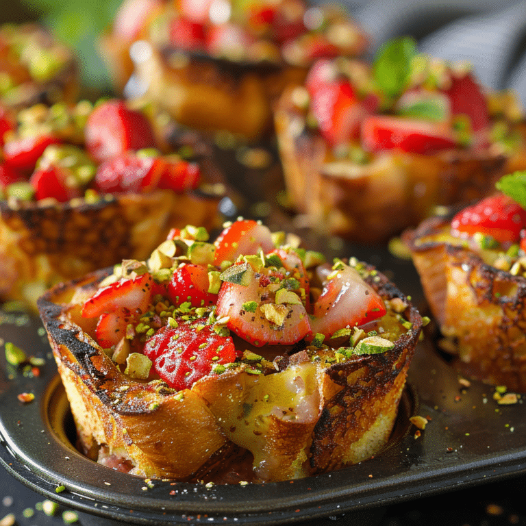 Baked Strawberry Pistachio French Toast Cups Recipe