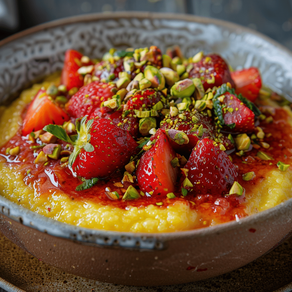 Strawberry Pistachio Breakfast Polenta Recipe