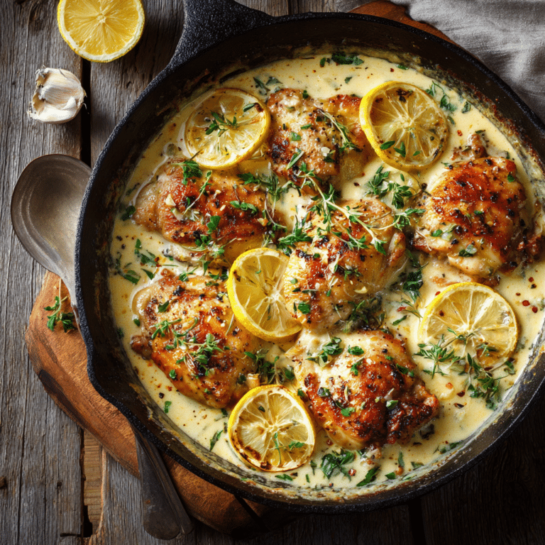 Creamy Lemon Garlic Chicken Skillet Recipe