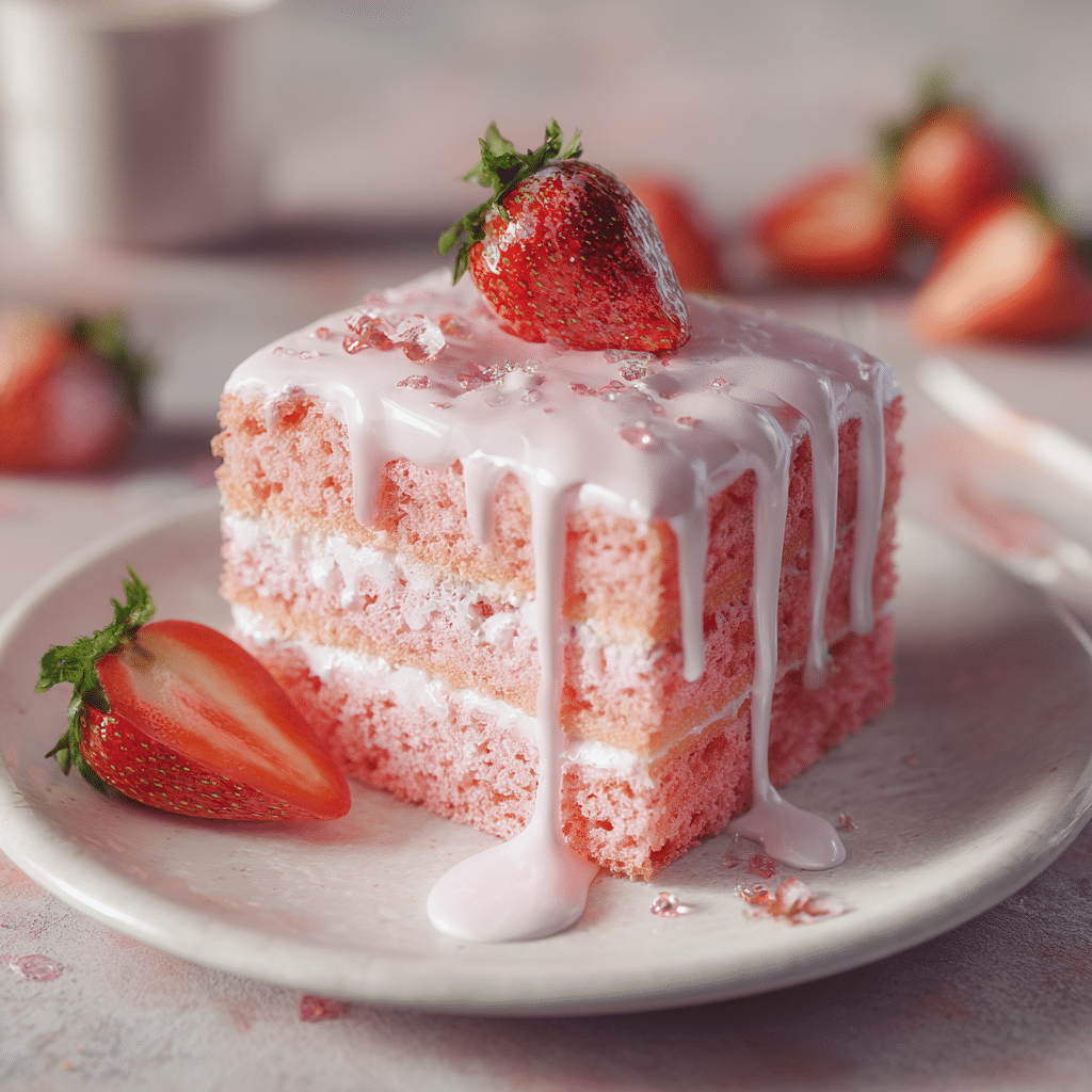 Strawberry Milk Cake (Viral Café Cake) Recipe - Recipe Image