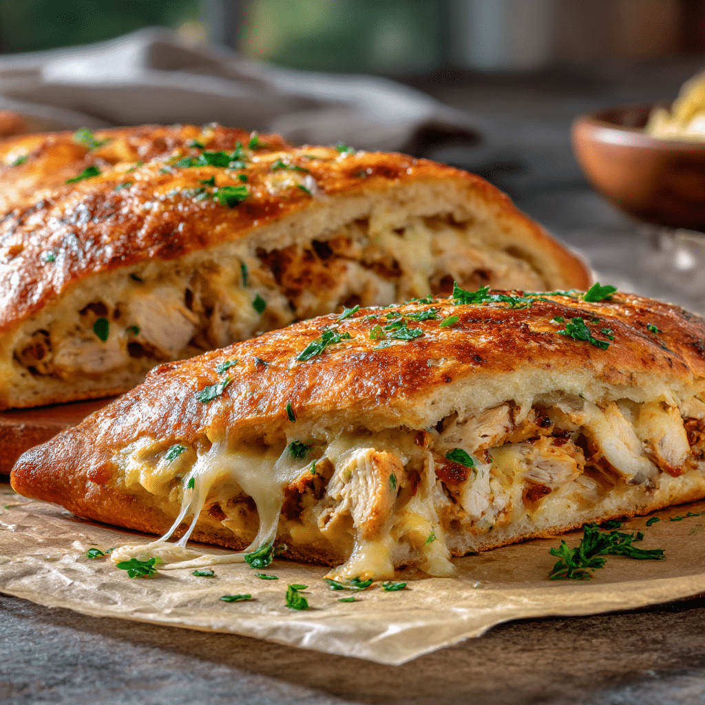 Cheesy Chicken Stuffed Flatbread Recipe