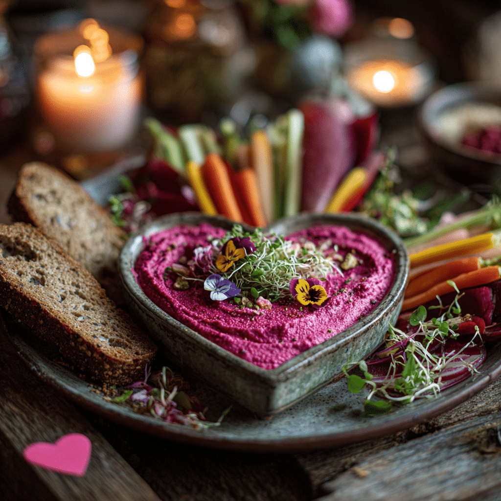 Pink Hummus Heart Platter Recipe