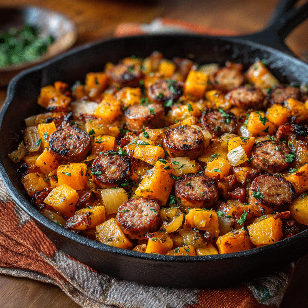 Butternut Squash and Apple Hash with Sausage for Cozy Mornings - Recipe Image