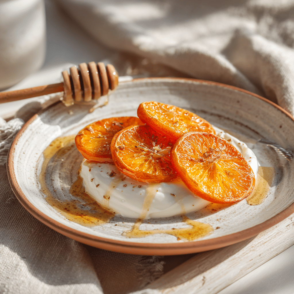 Burnt Orange Honey Yogurt Plates Recipe - Recipe Image