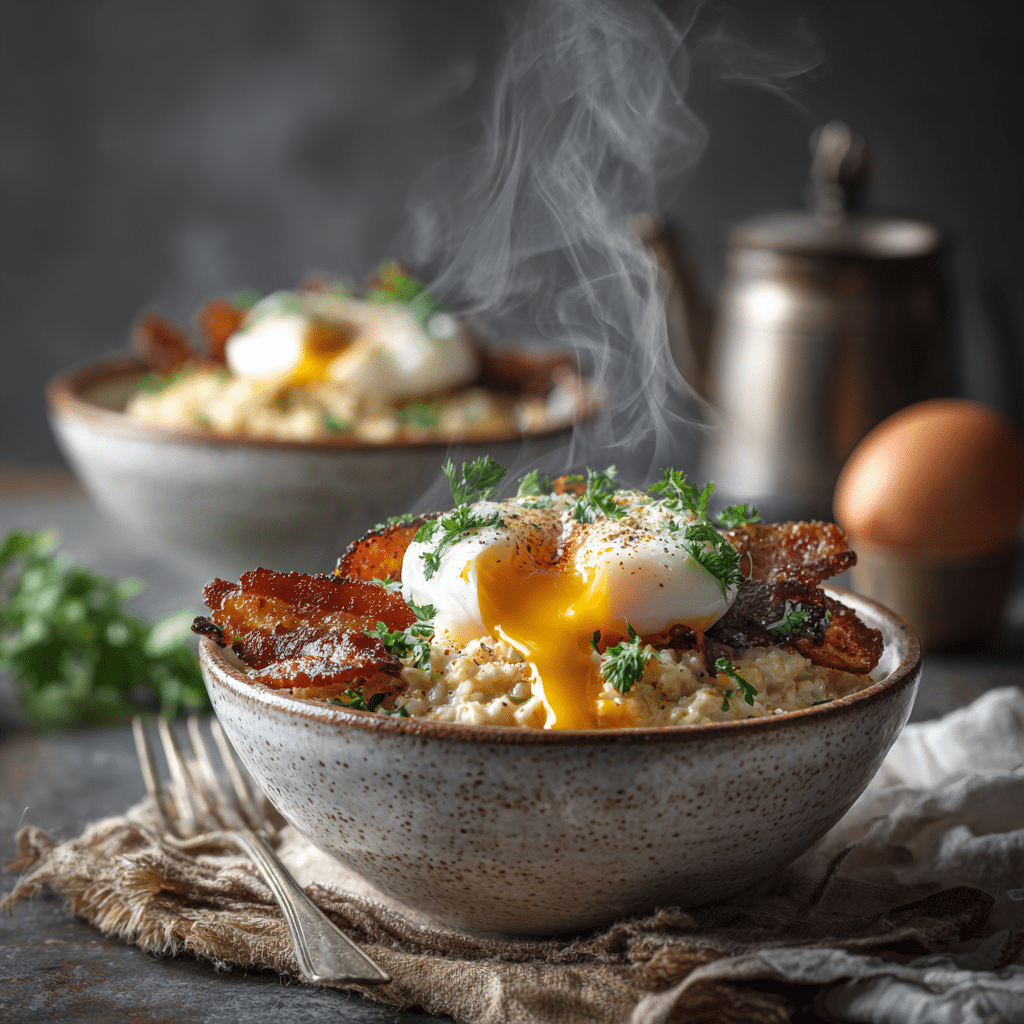 Savory Oatmeal Carbonara Bowls Recipe - Recipe Image