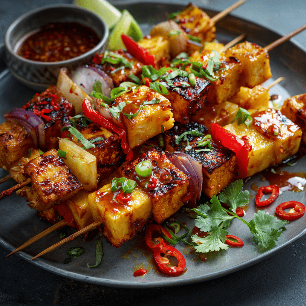 Spicy Pineapple Tofu Skewers Recipe - Recipe Image