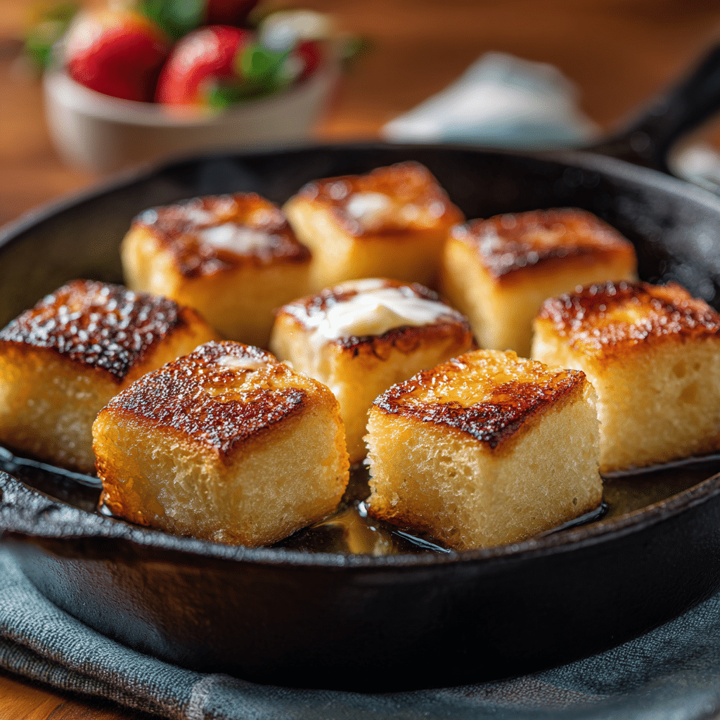 Pan-Crisped Milk Bread Breakfast Cubes Recipe - Recipe Image