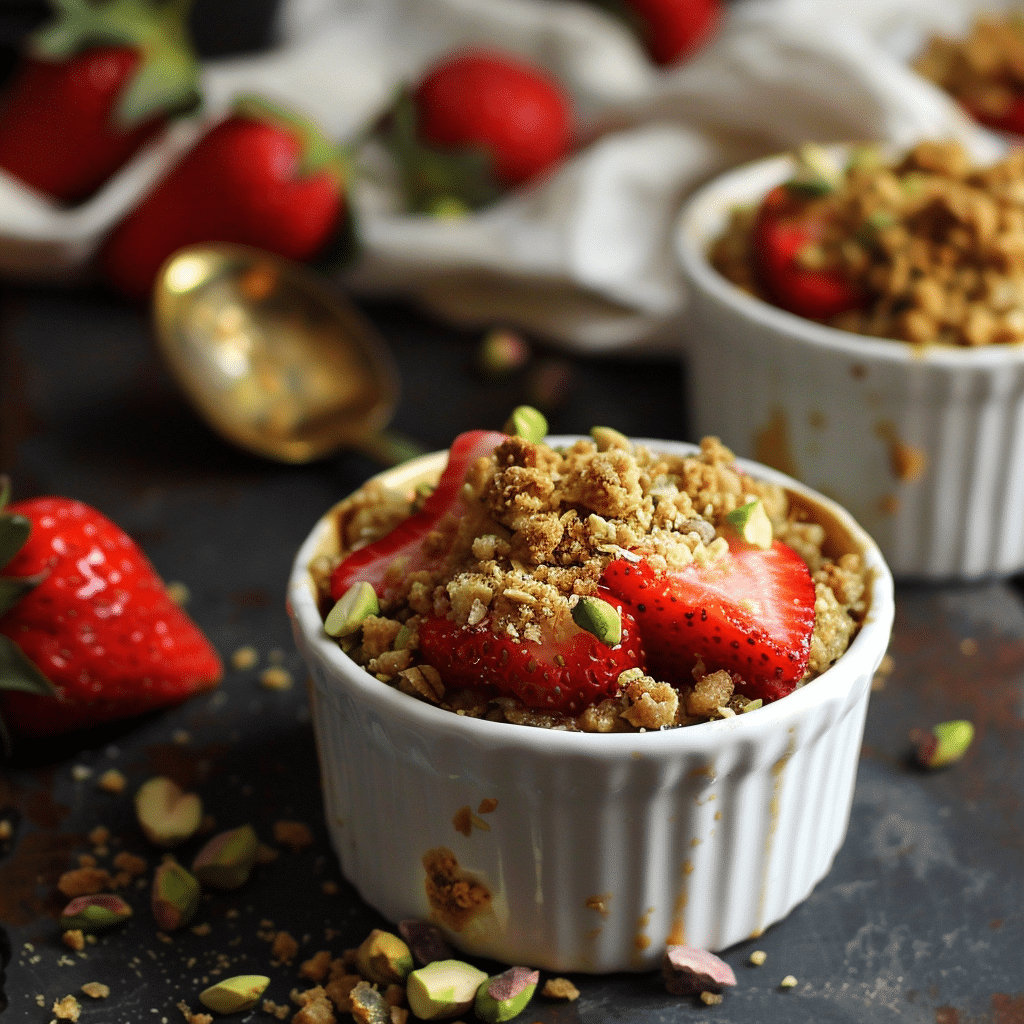 Pistachio Strawberry Breakfast Crumble Cups Recipe - Recipe Image
