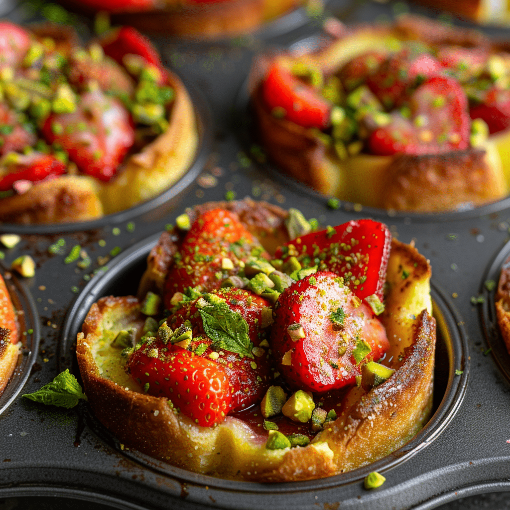 Baked Strawberry Pistachio French Toast Cups Recipe - Recipe Image