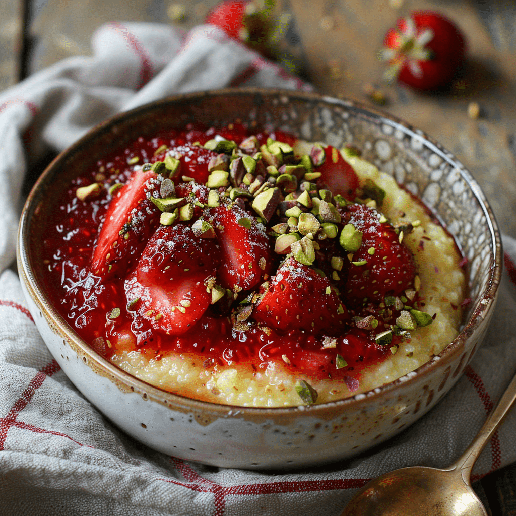 Strawberry Pistachio Breakfast Polenta Recipe - Recipe Image