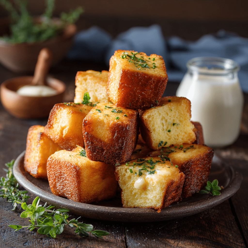 Pan-Crisped Milk Bread Cubes Recipe - Recipe Image