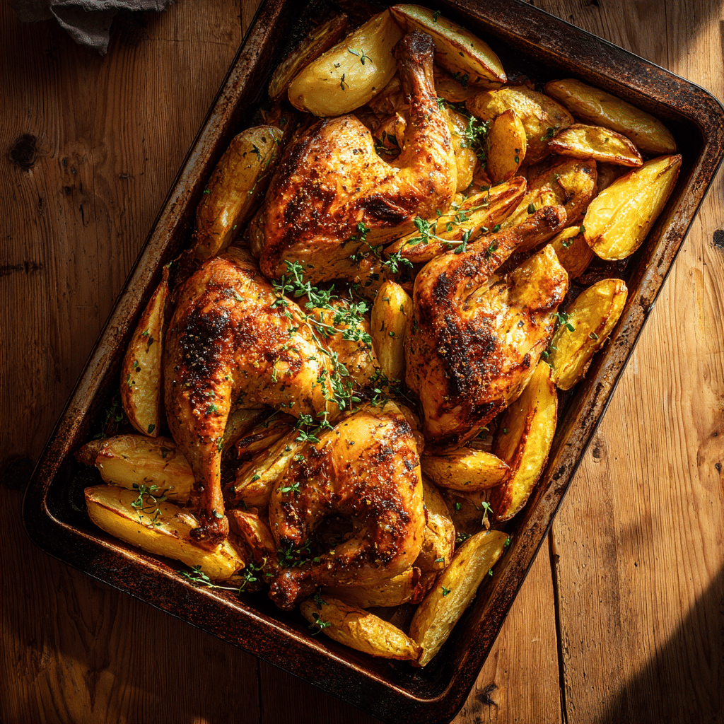 Oven-Baked Chicken & Potato Tray Recipe - Recipe Image