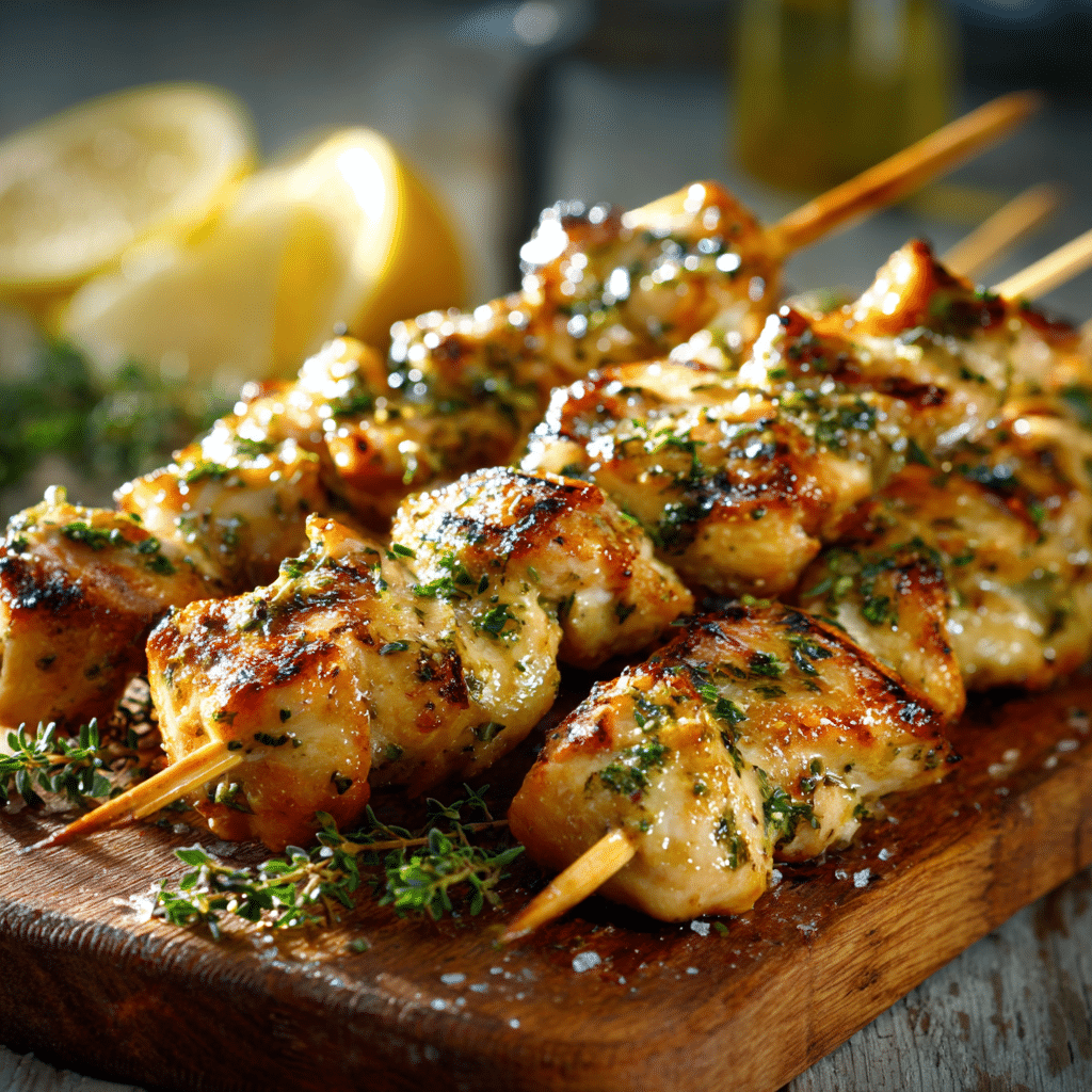 Simple Lemon Herb Chicken Skewers Recipe - Recipe Image