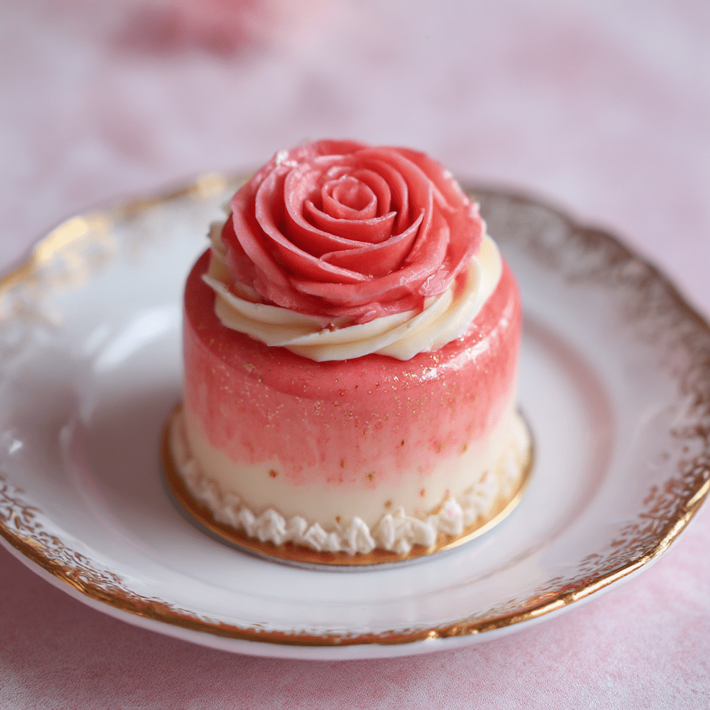 Strawberry Rose Mini cake Recipe - Recipe Image