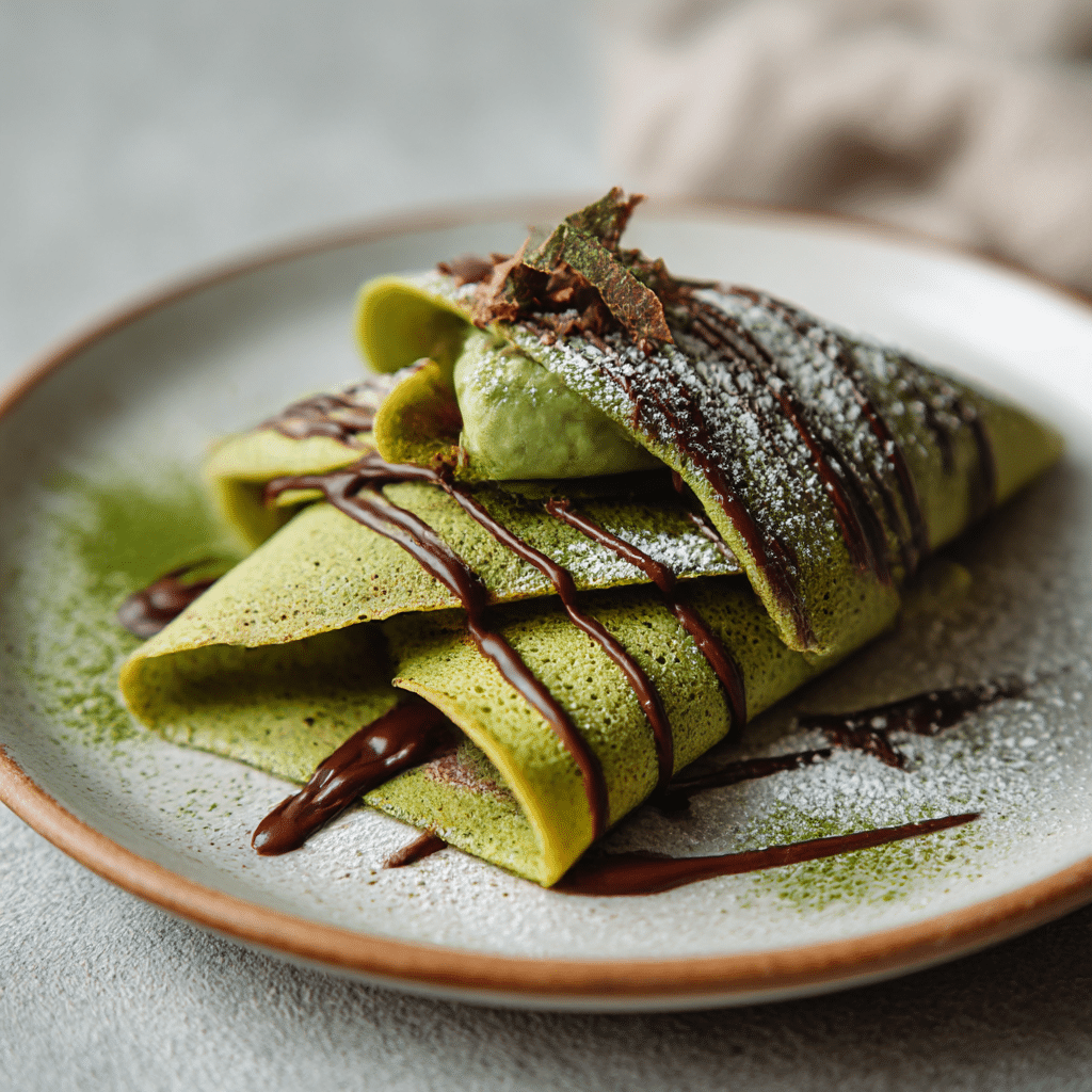 Matcha blalck Chocolate Mini creps Recipe - Recipe Image