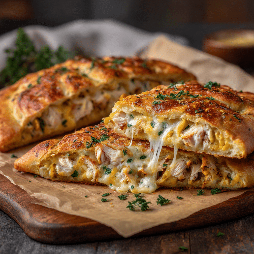 Cheesy Chicken Stuffed Flatbread Recipe - Recipe Image