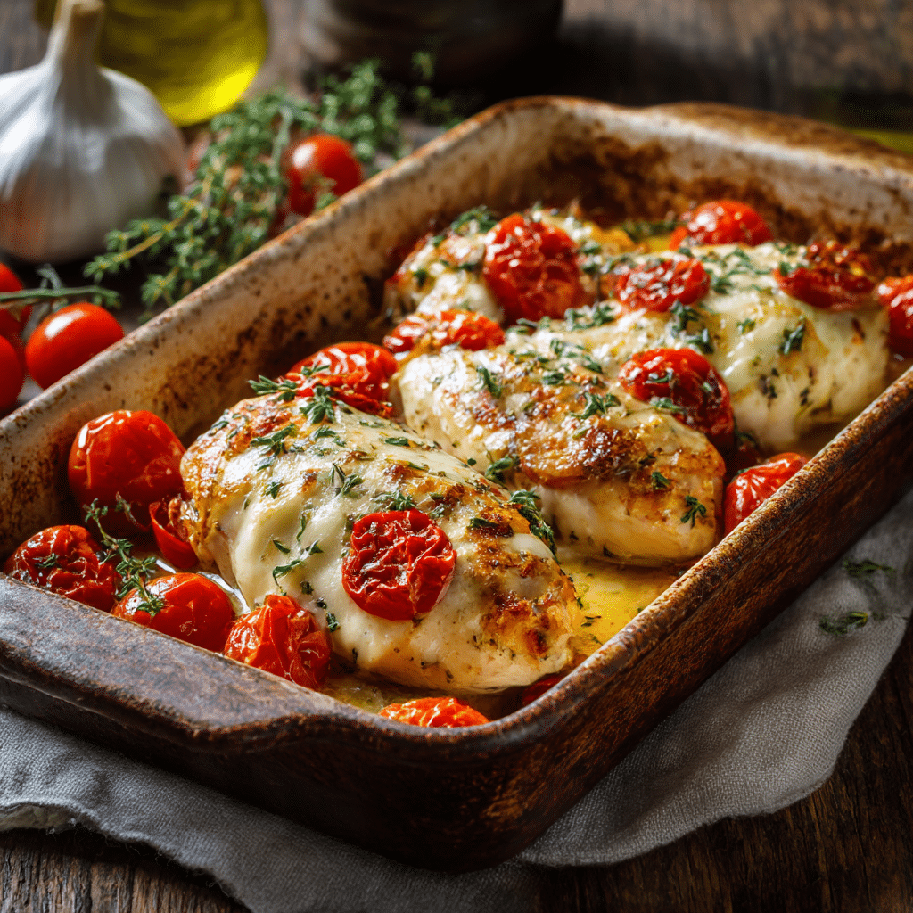 Baked Chicken with Mozzarella & Tomatoes Recipe - Recipe Image