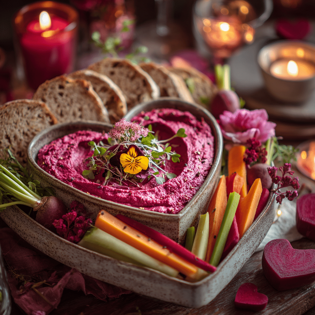 Pink Hummus Heart Platter Recipe - Recipe Image