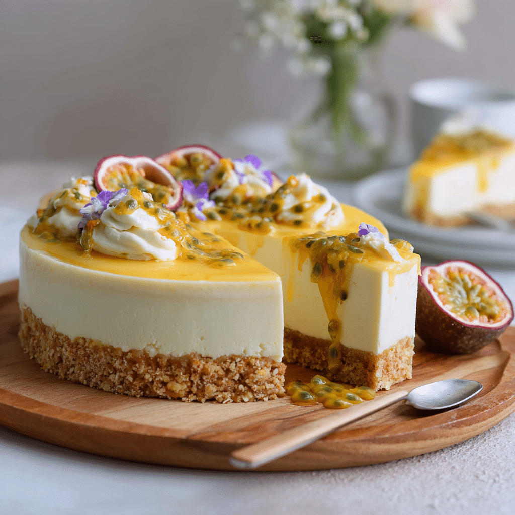 No-Bake Passionfruit Cheesecake Recipe - Recipe Image