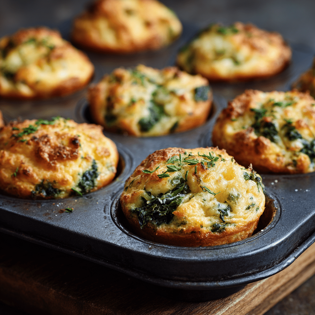 Savory Spinach Cheese Morning Muffin Pan Bake Recipe - Recipe Image