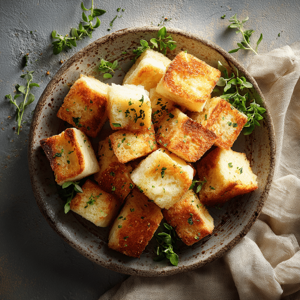 Pan-Crisped Milk Bread Cubes Recipe - Recipe Image