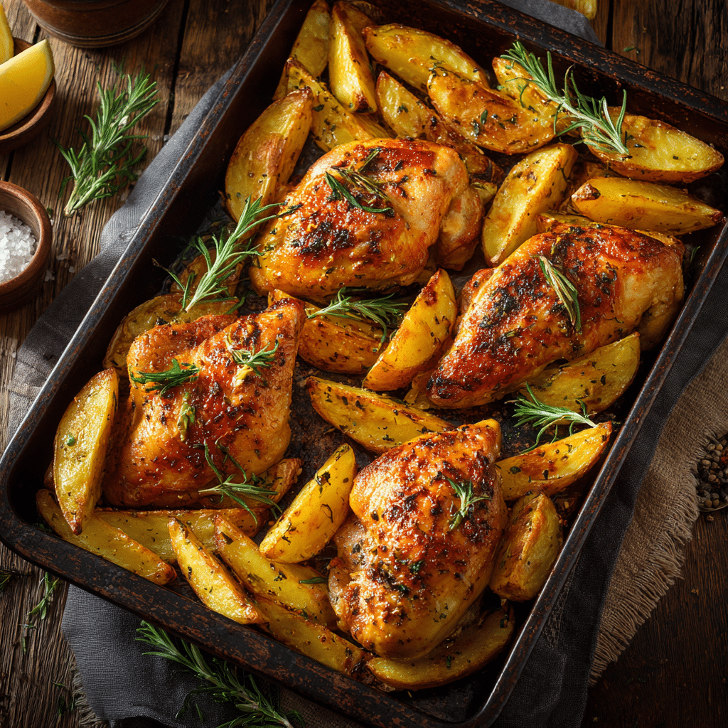 Oven-Baked Chicken & Potato Tray Recipe - Recipe Image