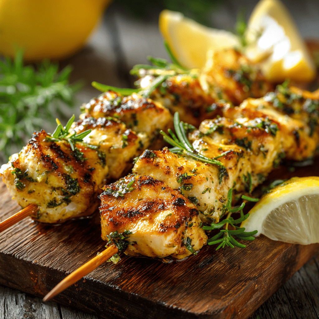Simple Lemon Herb Chicken Skewers Recipe - Recipe Image