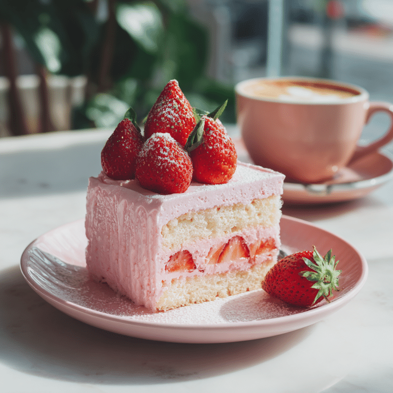 Strawberry Milk Cake (Viral Café Cake) Recipe