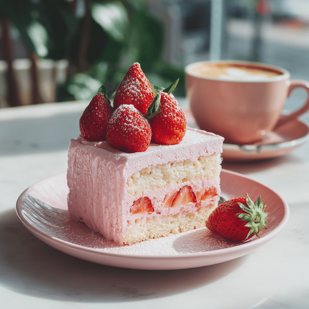 Strawberry Milk Cake (Viral Café Cake) Recipe
