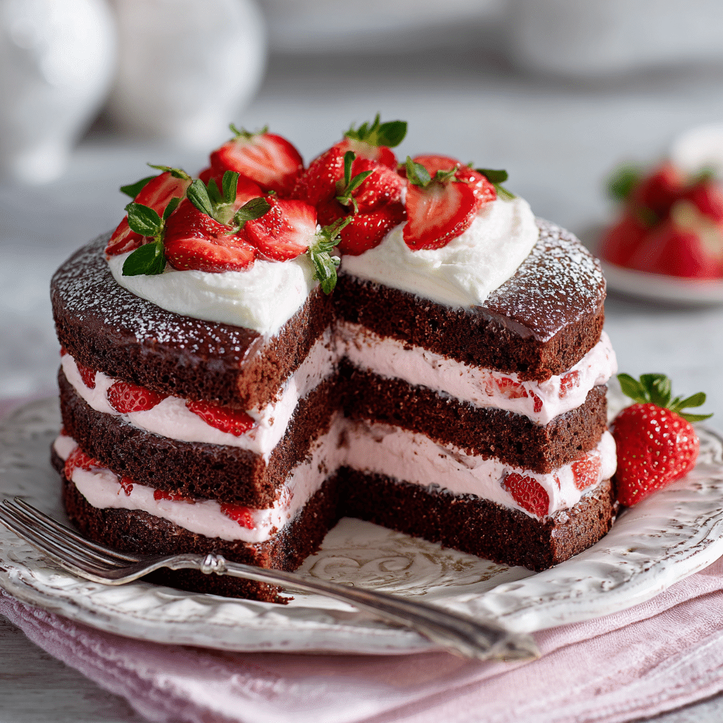 Strawberry Chocolate Layer Cake Recipe - Recipe Image