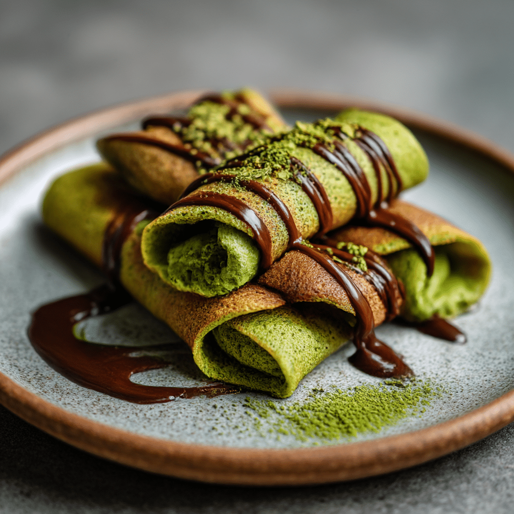 Matcha blalck Chocolate Mini creps Recipe - Recipe Image