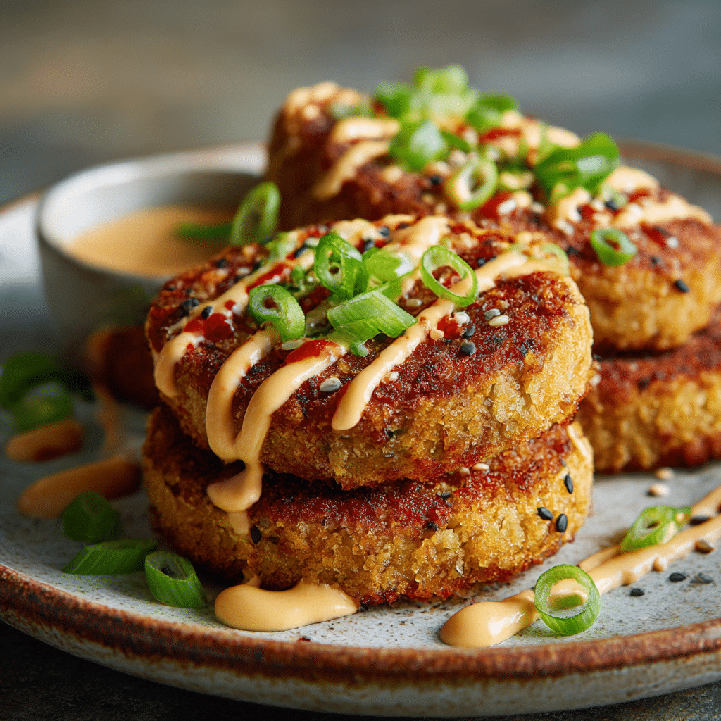 Bold Asian-Style Tuna Cakes with Spicy Mayo Recipe - Recipe Image