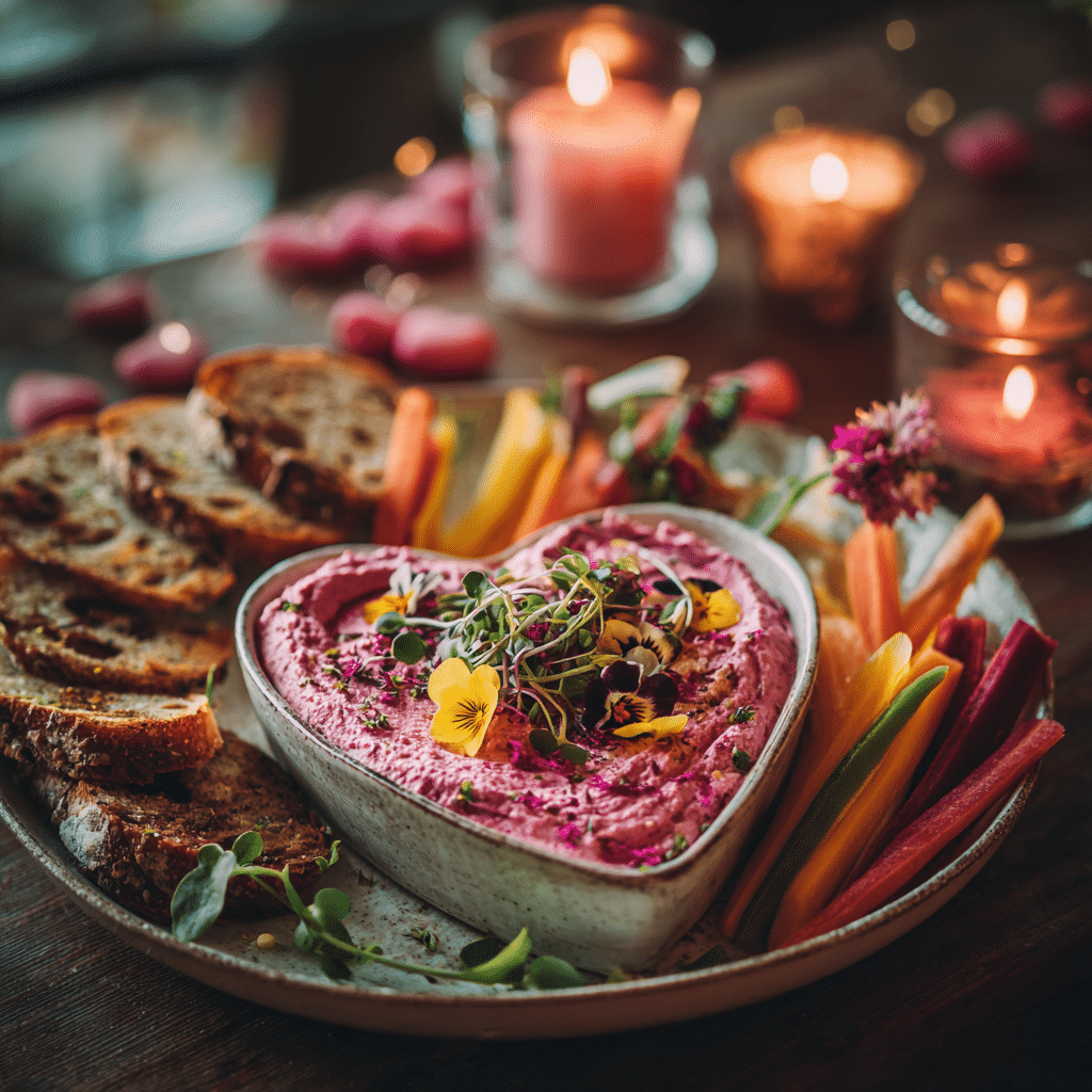 Pink Hummus Heart Platter Recipe - Recipe Image
