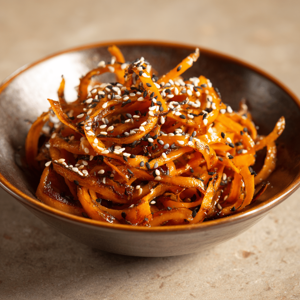 Burnt Honey Sesame Carrot Ribbons Recipe - Recipe Image