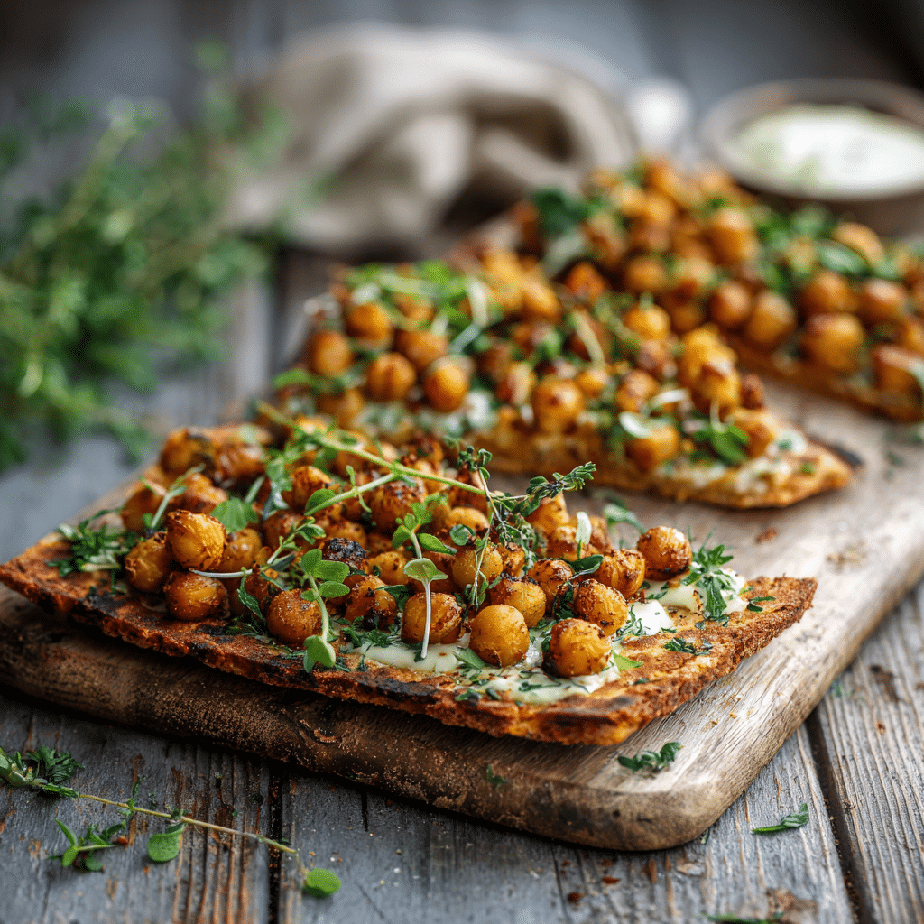 Crispy Chickpea Smash Flatbread Recipe