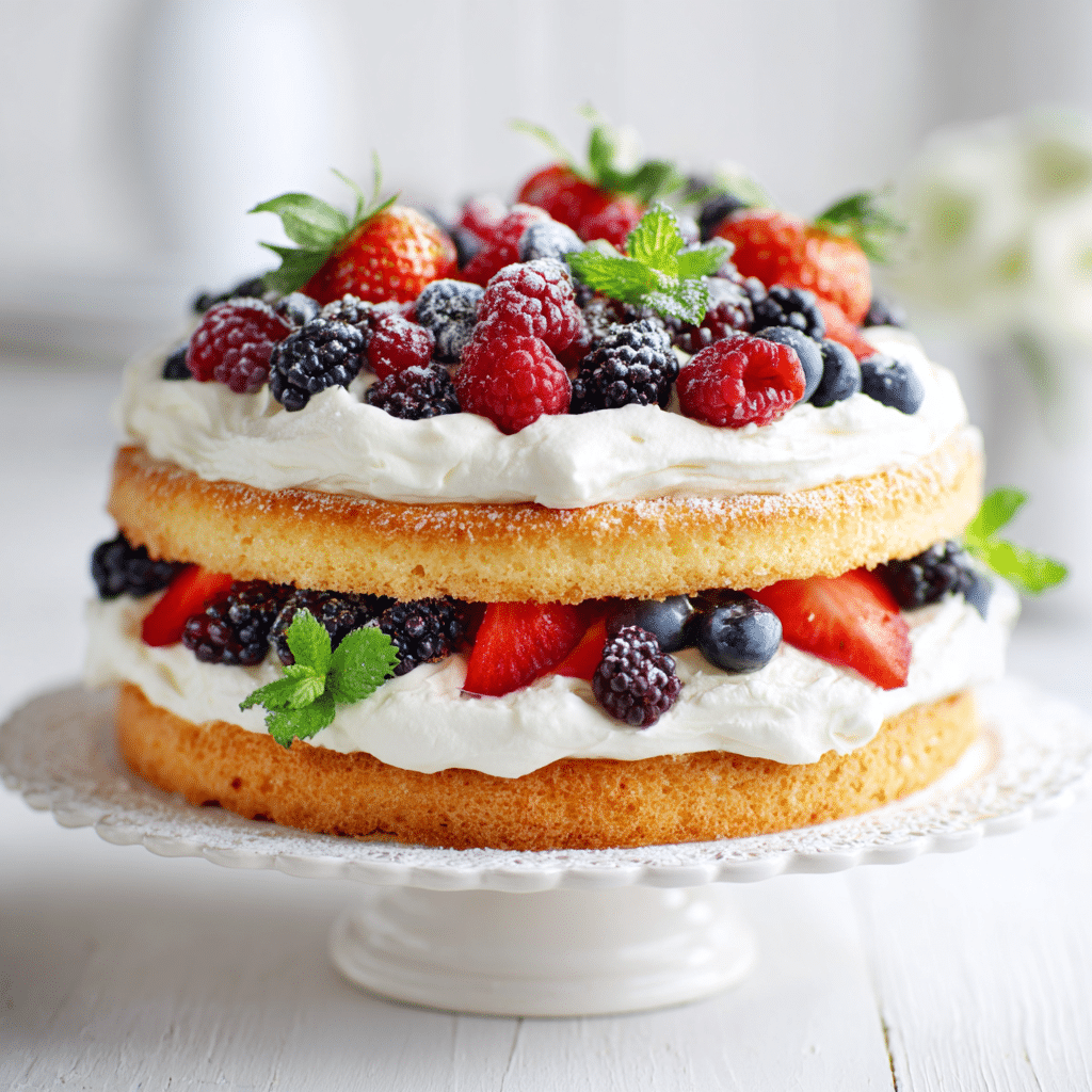 Vanilla Berry Chantilly Cake Recipe - Recipe Image