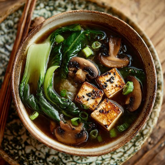 Miso Mushroom Soup with Tofu: Umami Green Comfort Recipe - Recipe Image