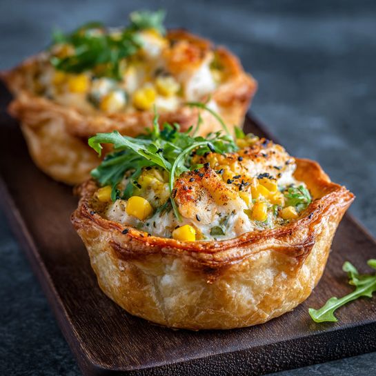 Crab & Corn Puff Tart: Golden Savory Ocean Bite Recipe - Recipe Image