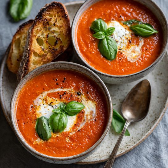 Roasted Tomato Basil Soup: Velvety Red Comfort Recipe